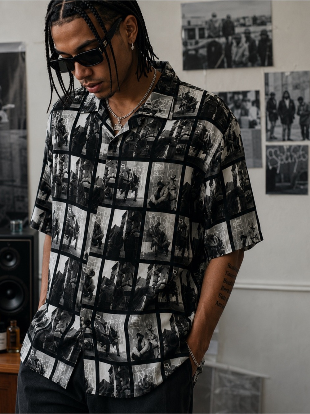H&M The Notorious B.I.G. Men’s Relaxed Fit Resort Button Down Shirt Size L